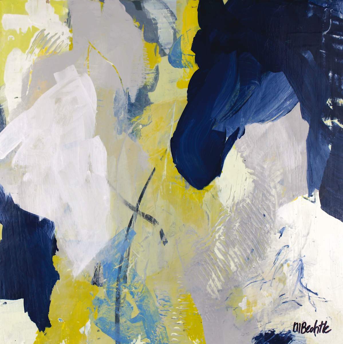 Wally by Marianne Bechtle  Image: 16" x 16" Acrylic, Cold Wax on Cradled Hardwood Panel