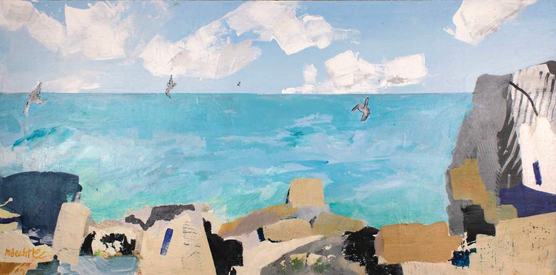 Gone Fishin by Marianne Bechtle  Image: Gone Fishing
20" x 40" 
Acrylic, Cold Wax  on Hardwood Panel