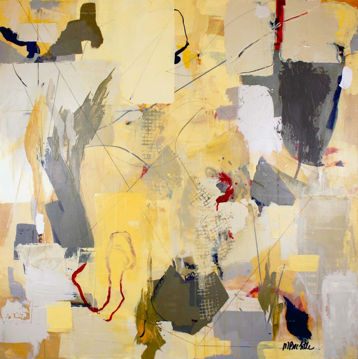 Mandala by Marianne Bechtle  Image: 36" x 36" x 1.5" Acrylic, Cold Wax on Canvas