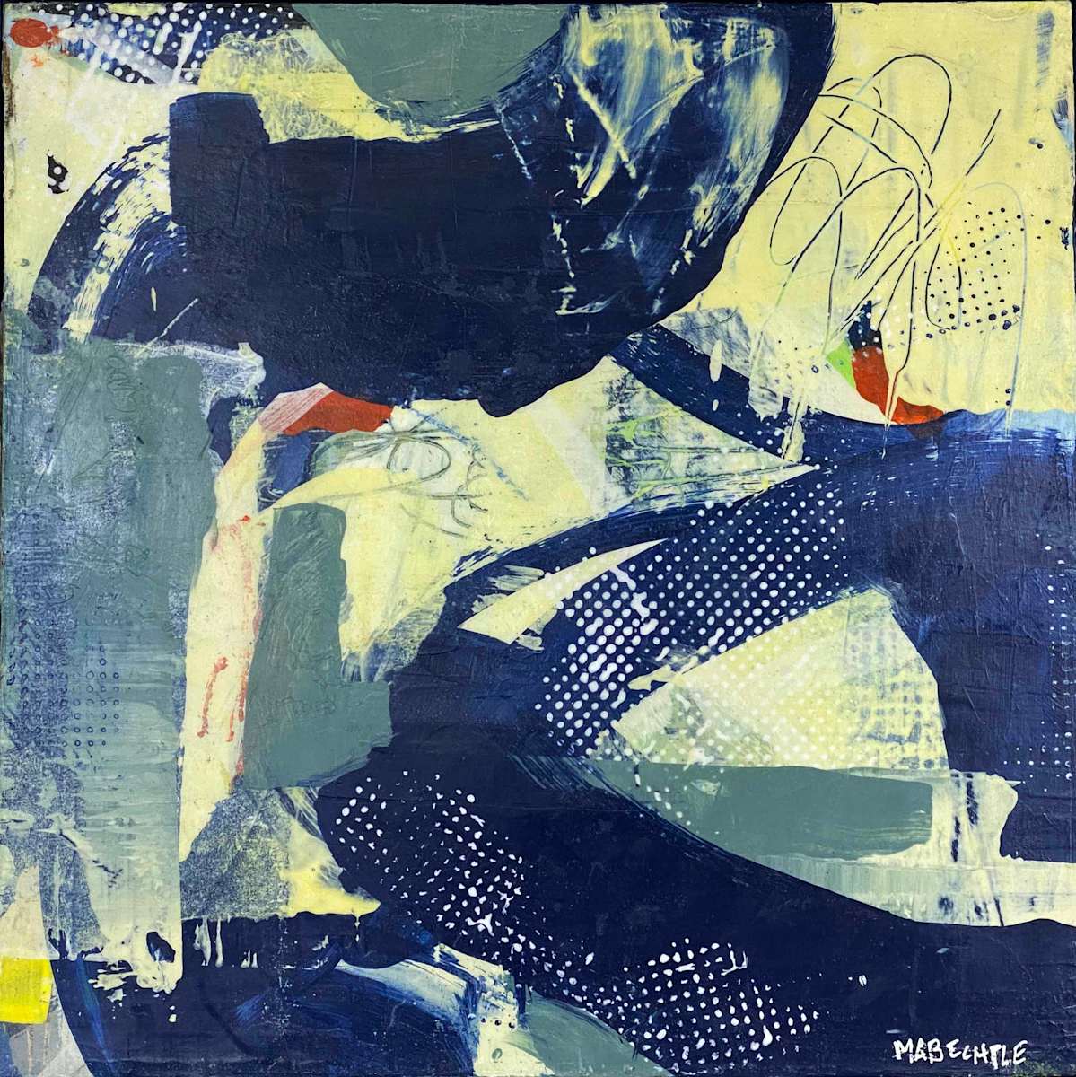 Metro by Marianne Bechtle  Image: 12" x 12" Acrylic, Cold Wax on Hardwood Panel