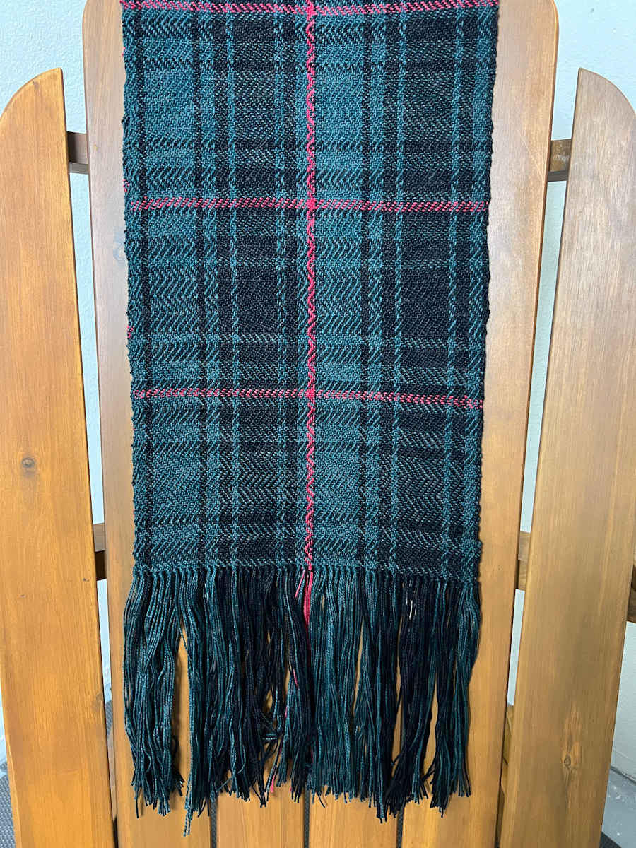 Green + Black plaid scarf by Jill Hankins 