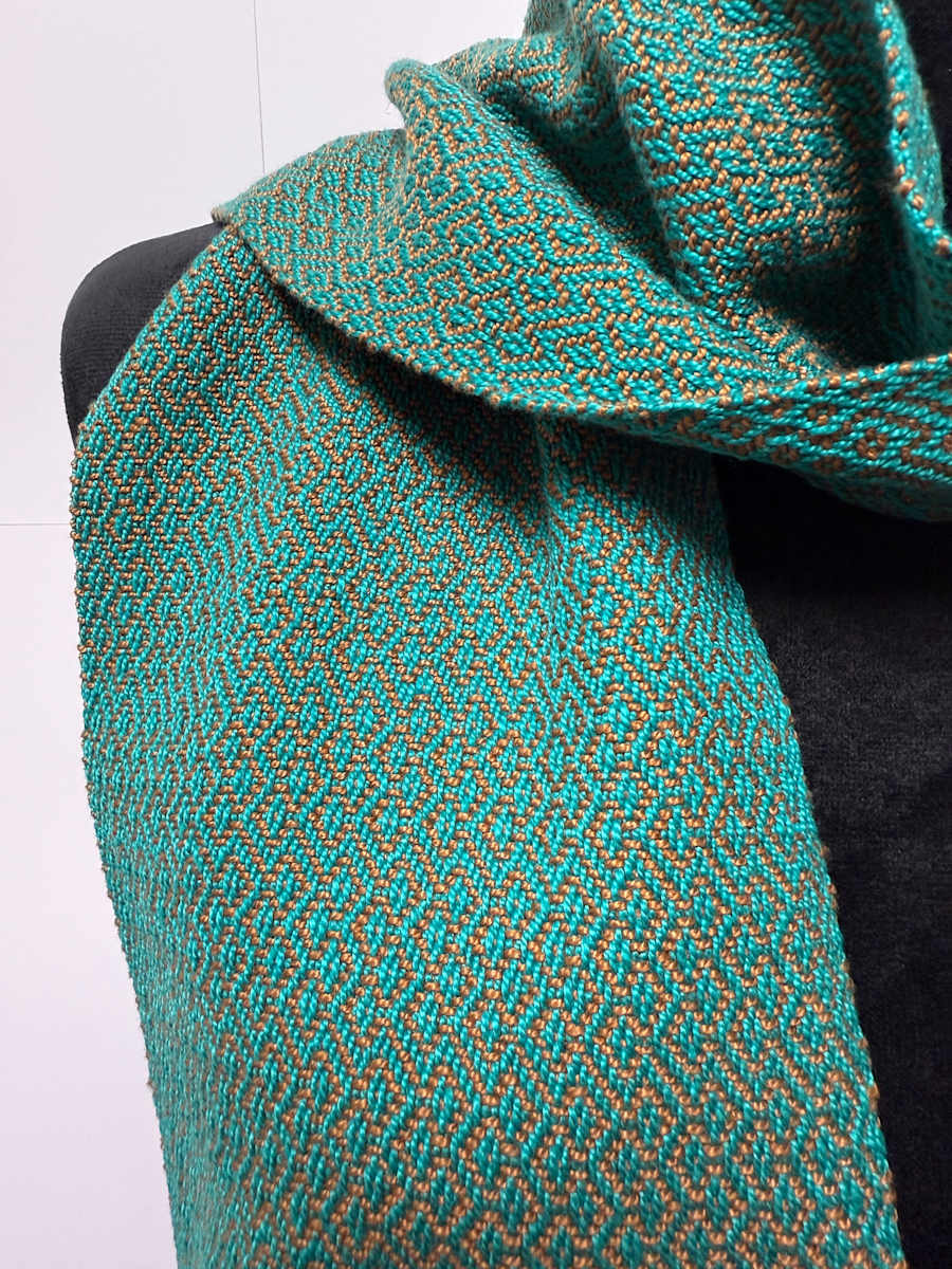 Draped Dreams in Turquoise & Gold Scarf by Jill Hankins 