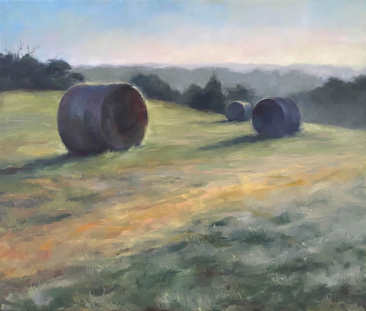 Hay Bales in the Morning by Maria 