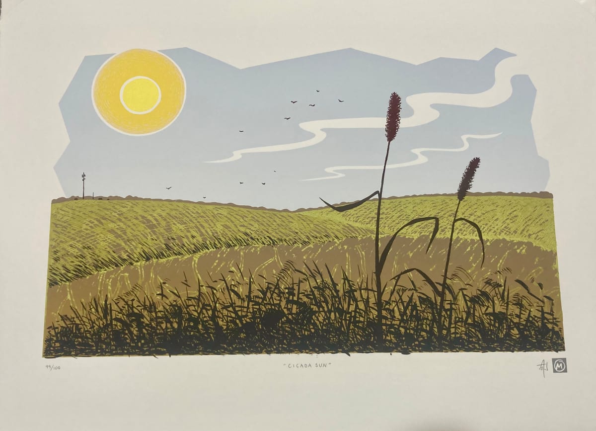 Cicada Sun by Allison and Jonathan Metzger  Image: Cicada Sun (Silkscreen Print) - Allison and Jonathan Metzger