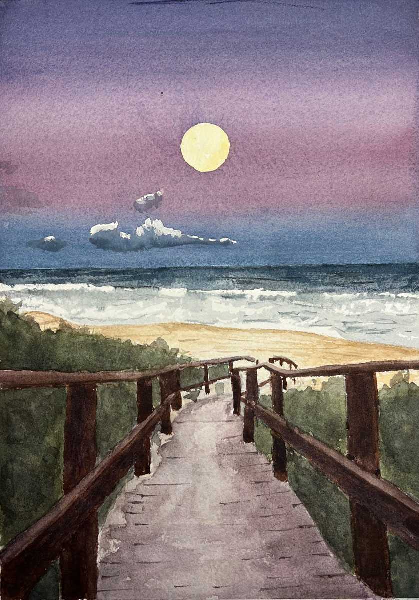 Moon over Santa Rosa Beach by Tina Mewhinney  Image: Moon over Santa Rosa Beach