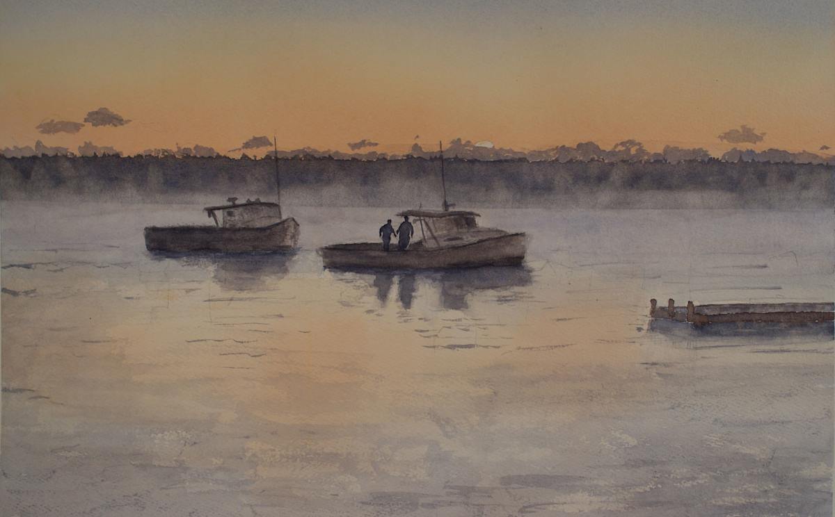 Fishing at Dawn by Tina Mewhinney 