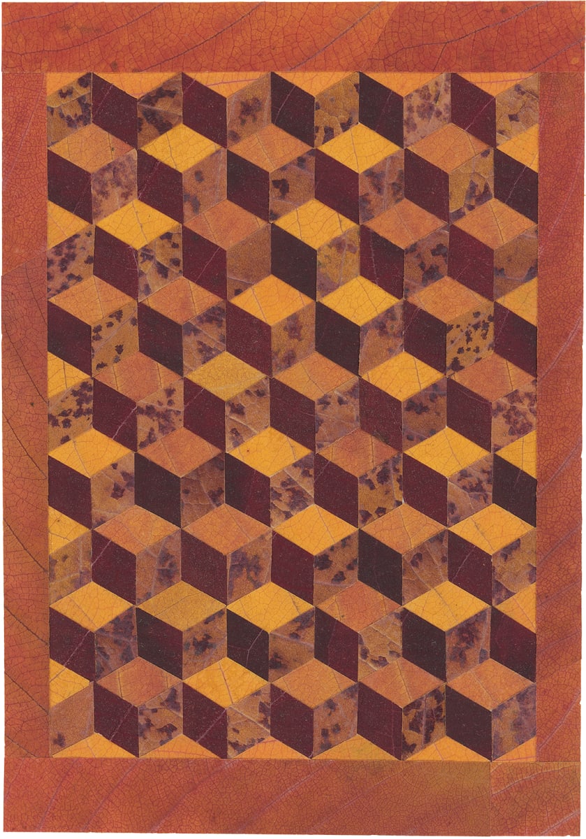 Cherry Tumbling Blocks Quilt by Jody Graff  Image: Image of unframed artwork