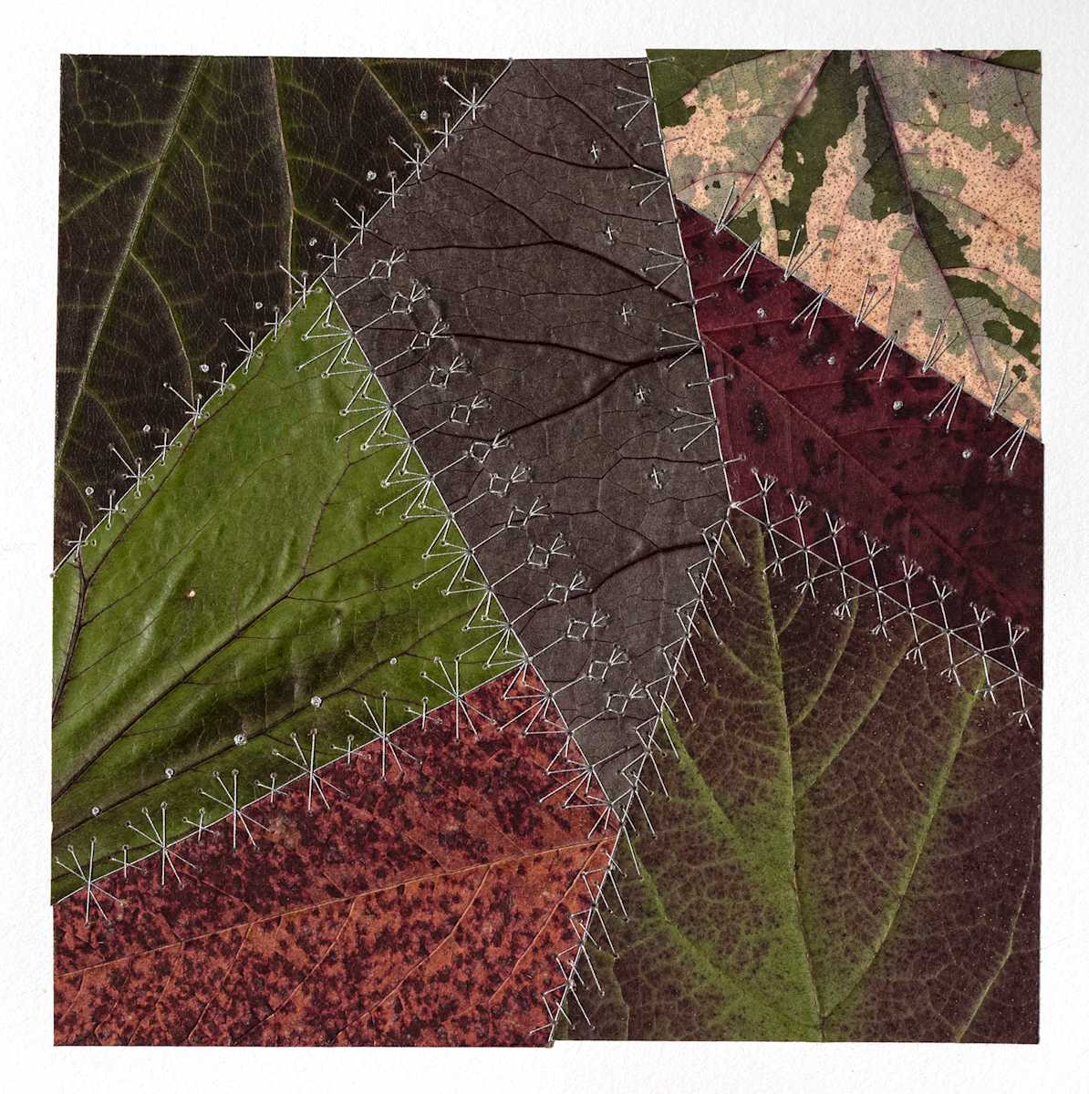 Stoneleigh Silver Stitched Crazy Patchwork Quilt by Jody Graff  Image: Image of unframed artwork (photograph by Andrea Cipriani Mecchi )