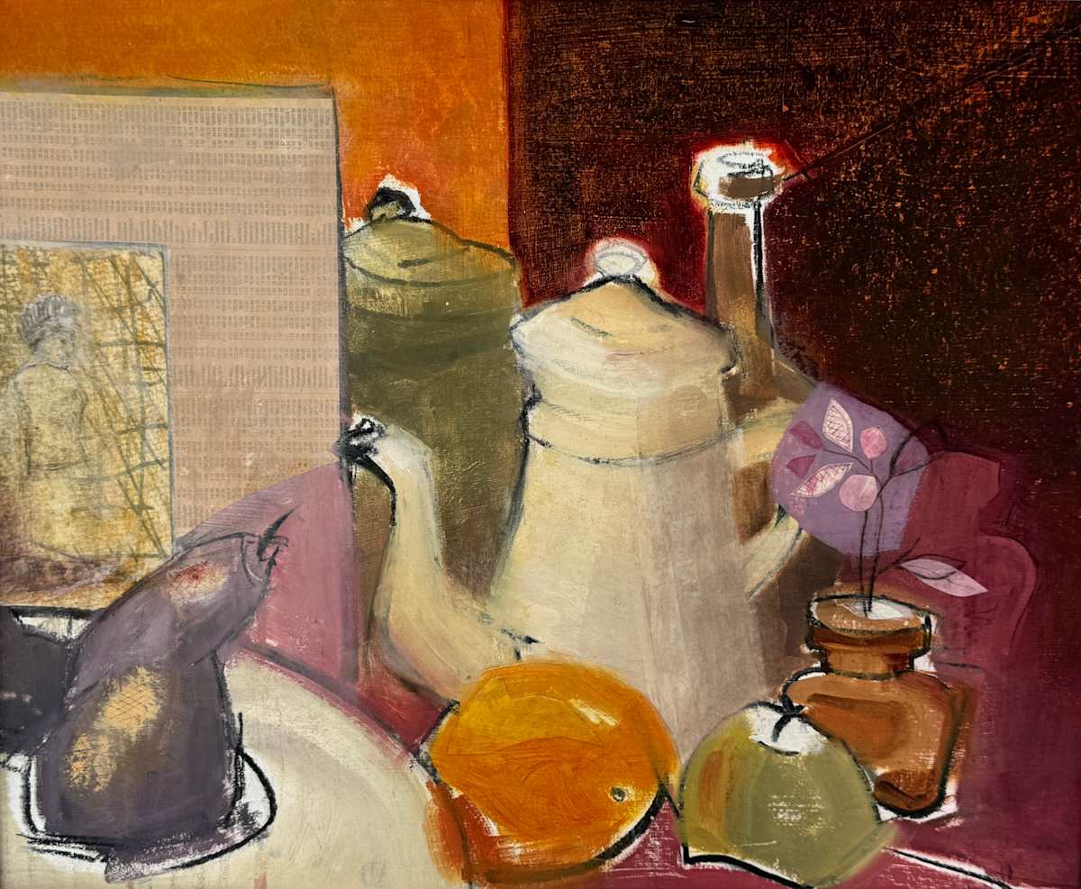 Coffee Pot With Fruit by Mel Hatton 