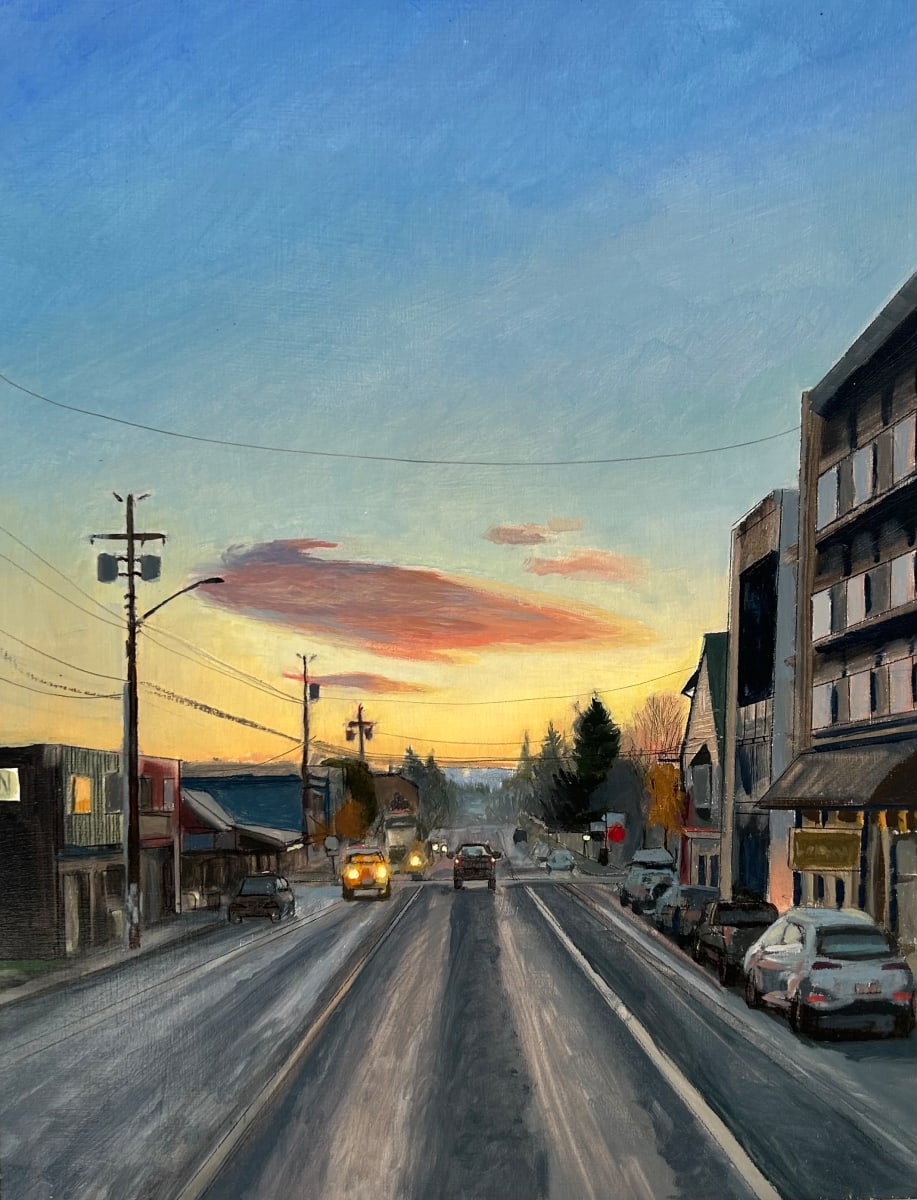 Dunsmuir Street, Cumberland in January by David Vegt  Image: part of my plein air series
