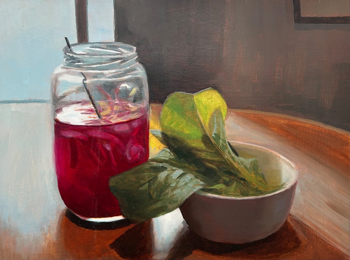 Pickled Onions and Lettuce in a bowl by David Vegt  Image: Still Life series