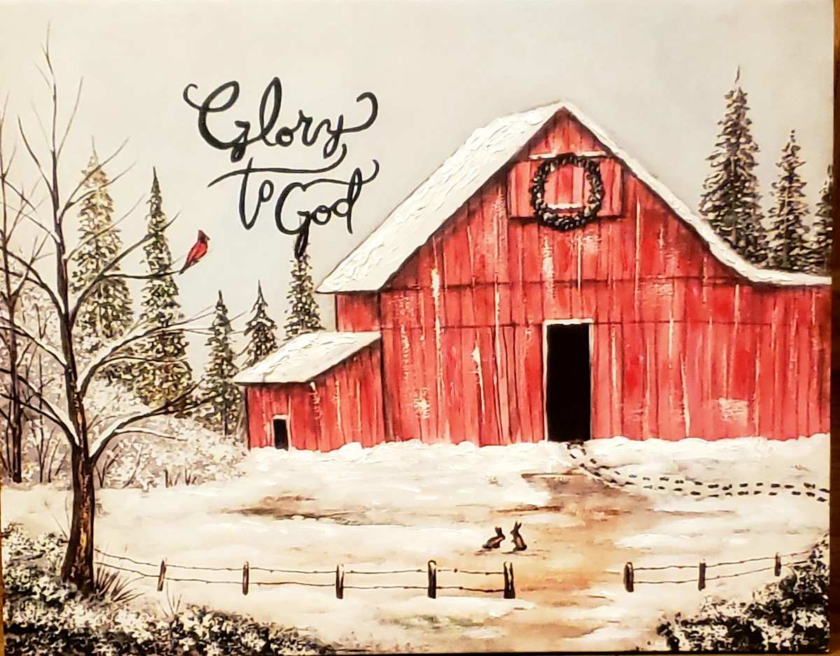 Winter Barn (Glory to God by Dorrie Ann Cobb, Image 1.