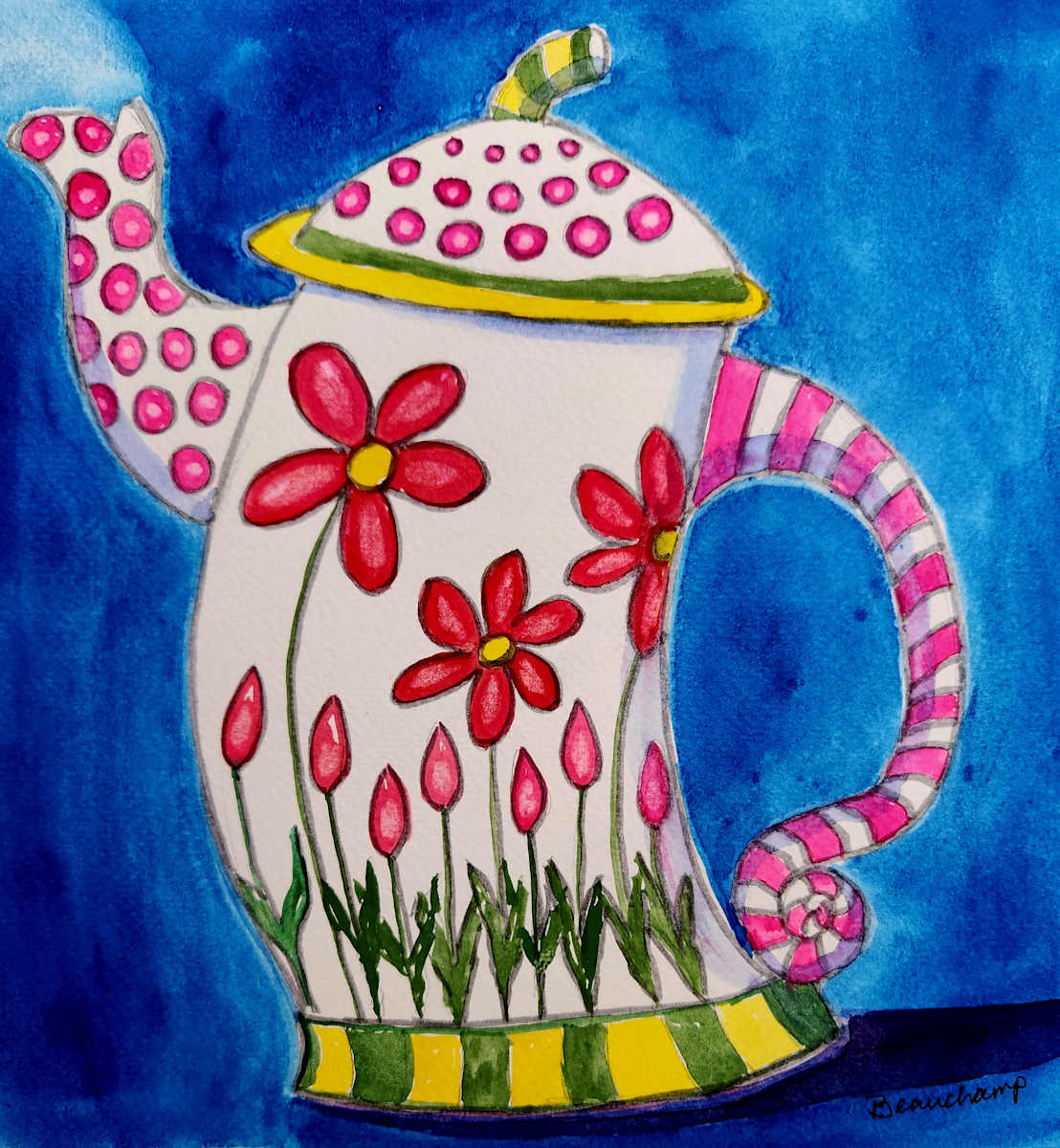 Colorful Teapot by Nancy Beauchamp, Image 1.