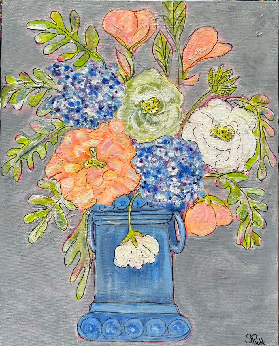 Flower In Blue Vase by Susie Robb 