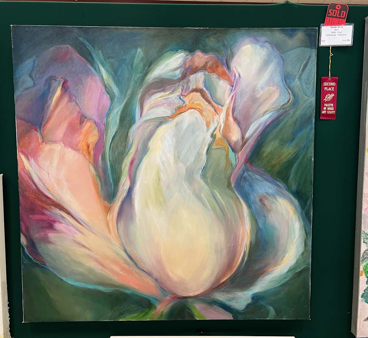Rosie by Linda Zeck  Image: Second Place Ribbon - Professional Division / Floral Category
Rose Festival Art Show 2025