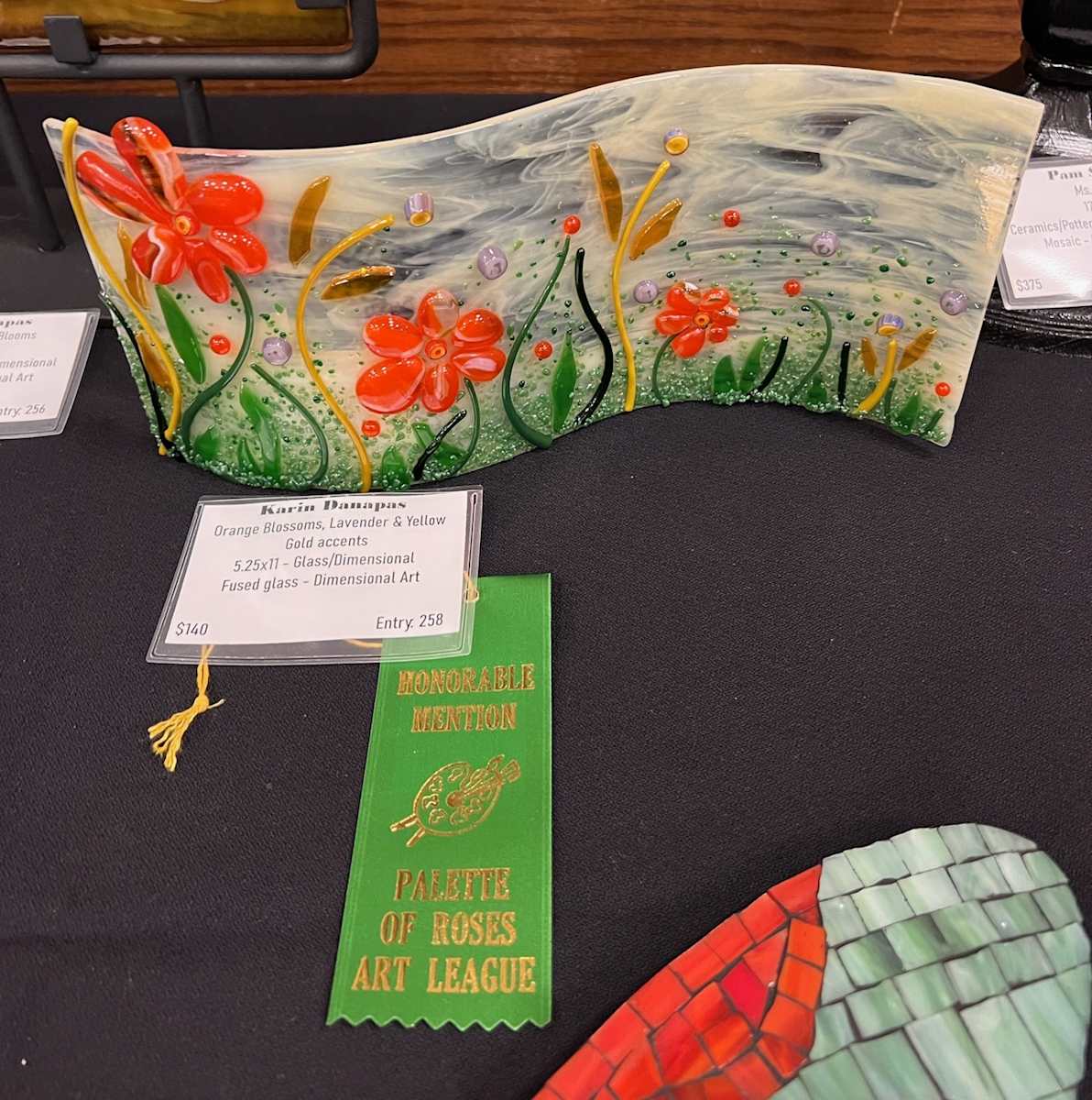 Orange Blossoms, Lavender & Yellow Gold accents by Karin Danapas  Image: Honorable Mention Award Dimensional Art Division