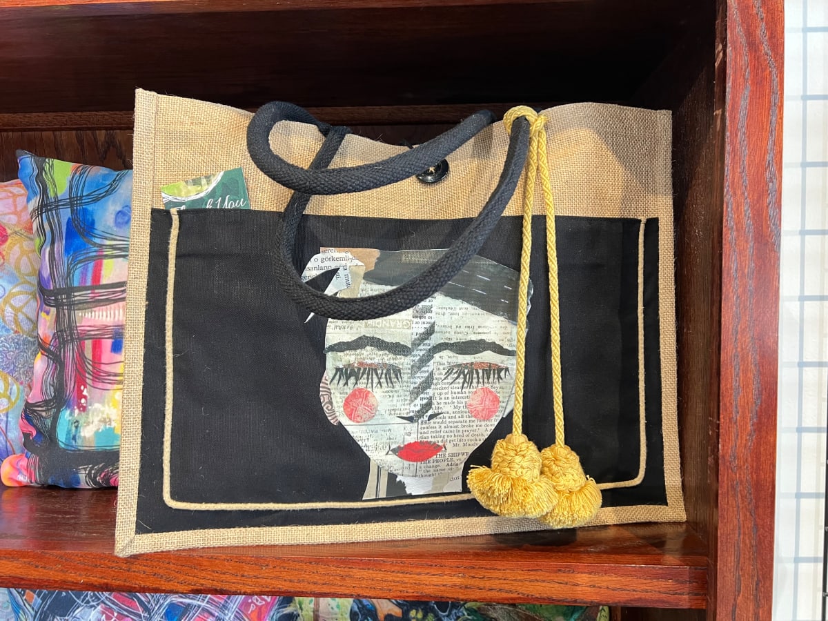 Lady with Lashes - Purse 14"x18" by Fran Cooper 