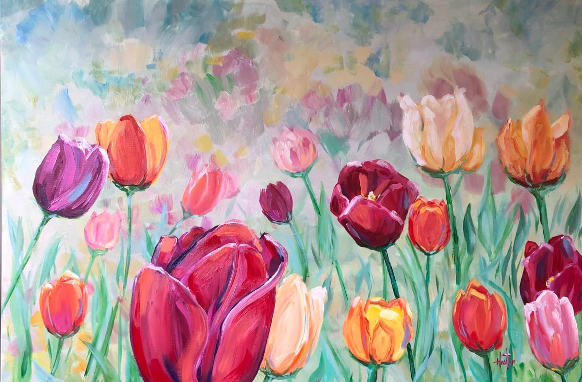 Totally Tulips print on canvas by Heather Burris 