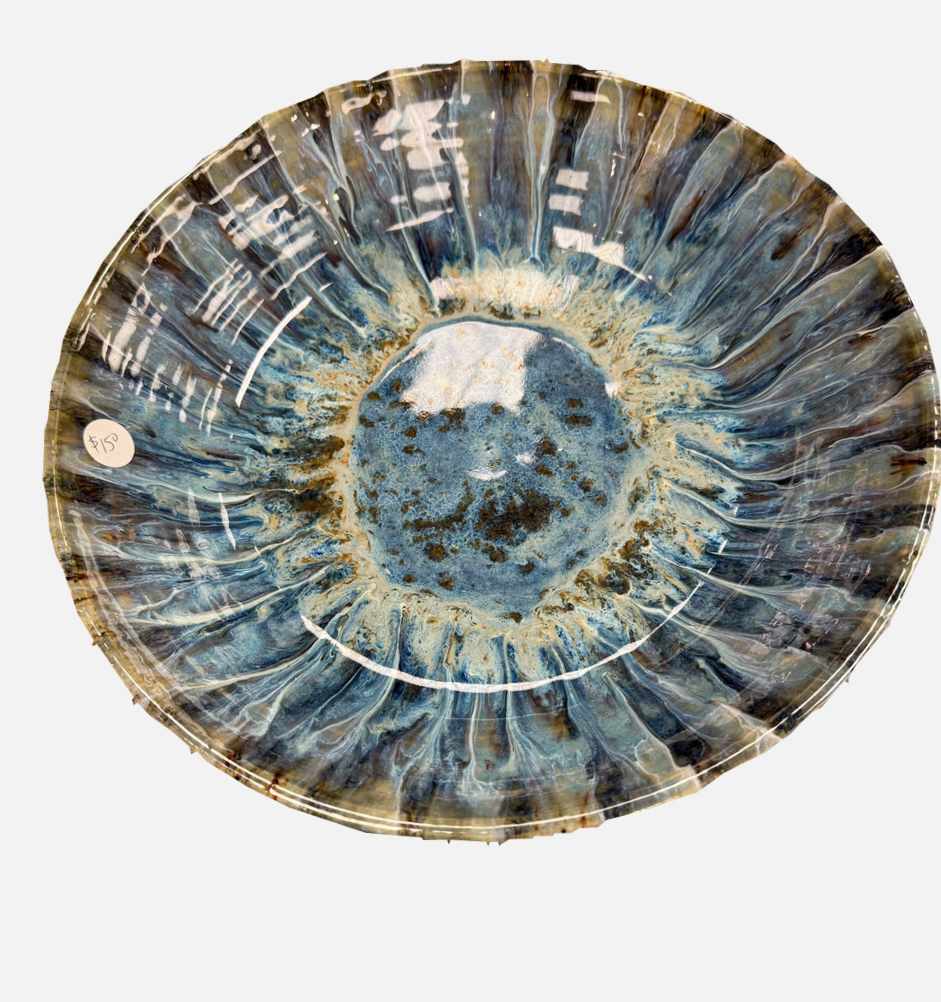 Large Serving bowl in Beach Waves by Nicole Nalbach, Image 1.