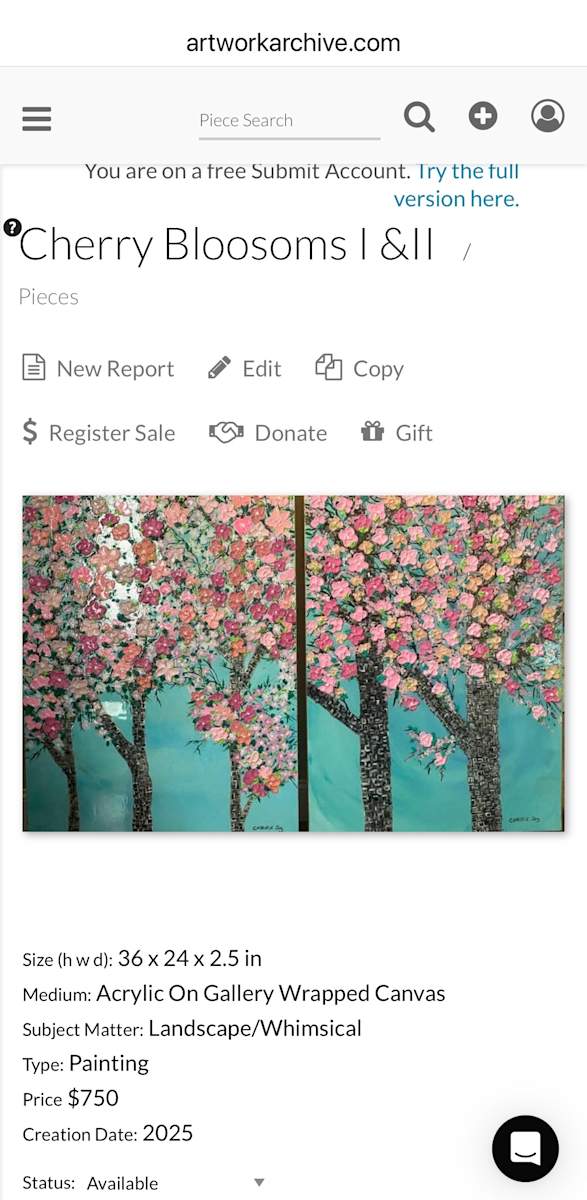 Cherry Blossoms I & II by Christie Joy 