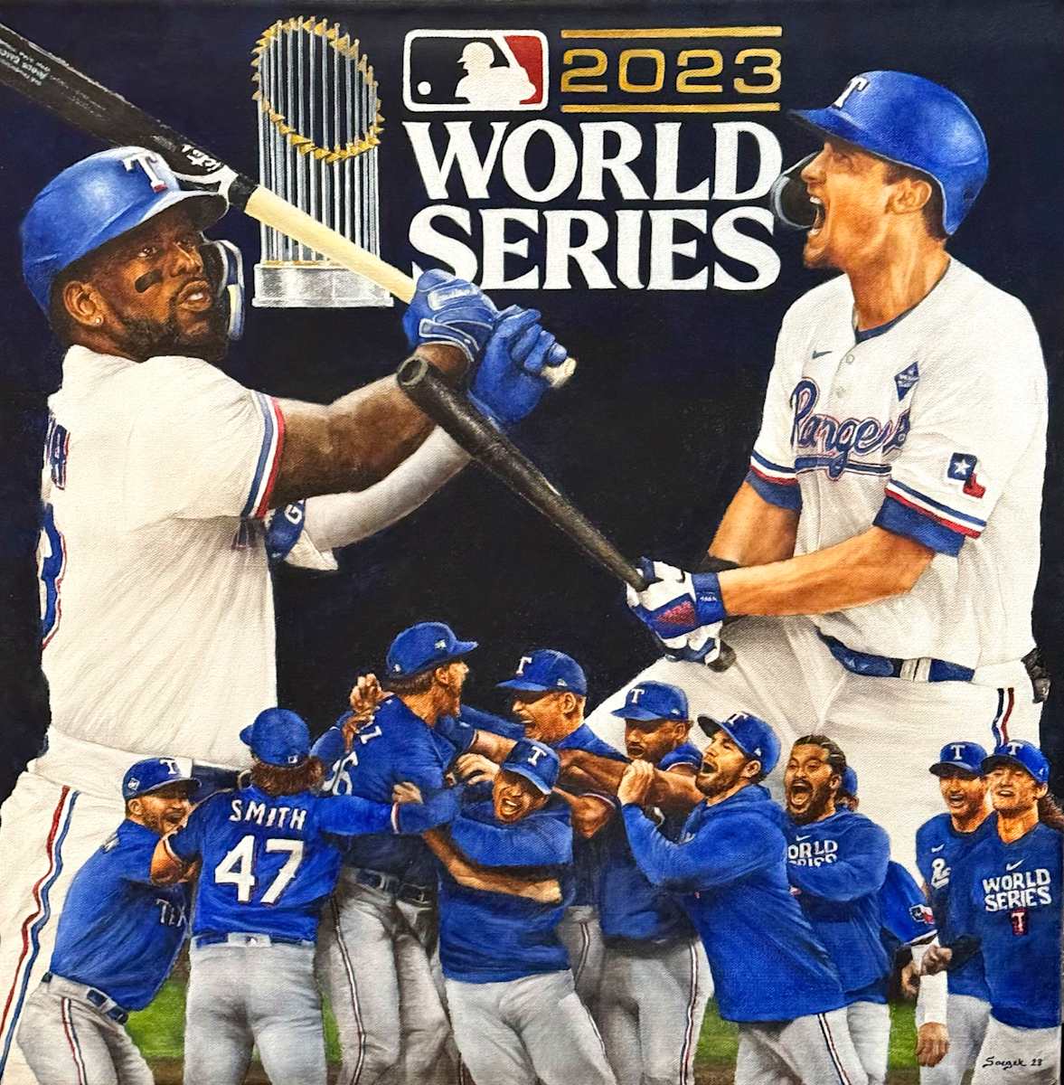 Texas Rangers World Series (no signatures) by Mark Saczek 