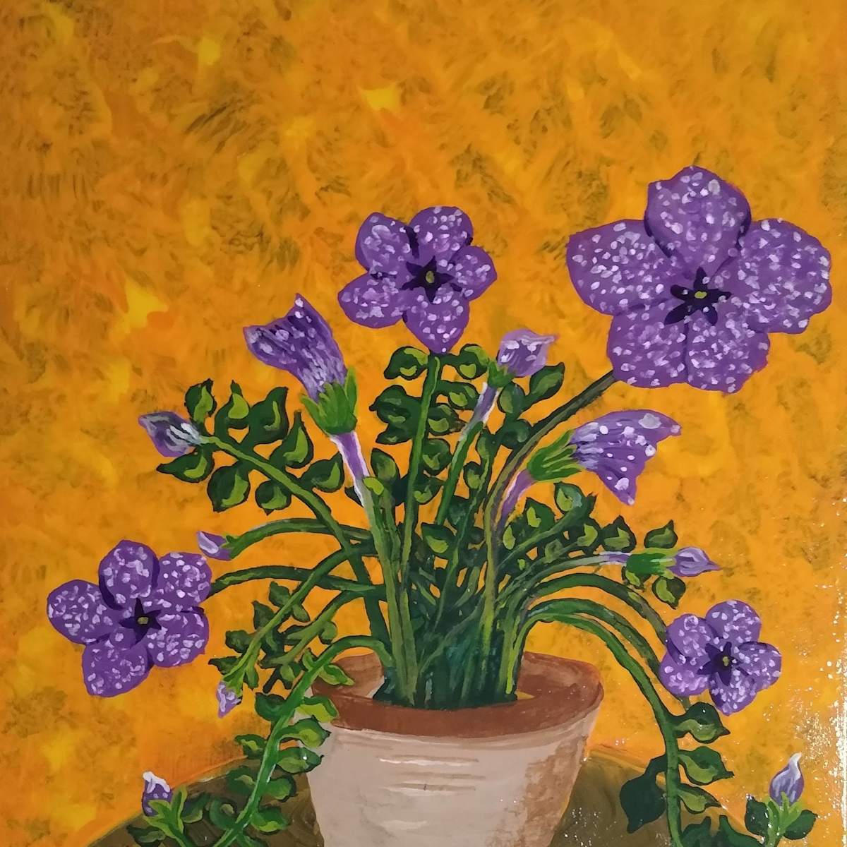 Night sky pansies in a pot by Lee Kerr 