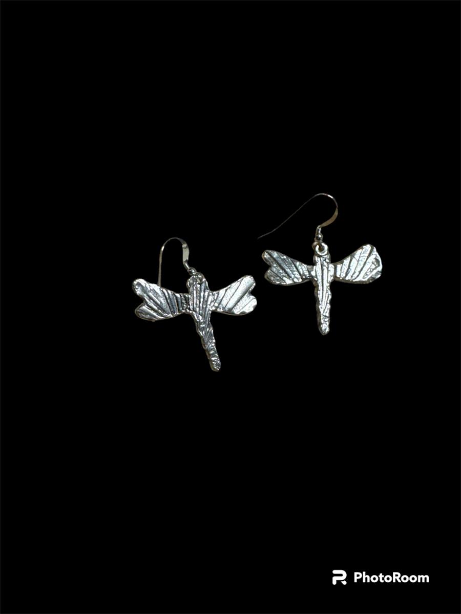 Silver Dragonfly Earrings by Barbara Miller 