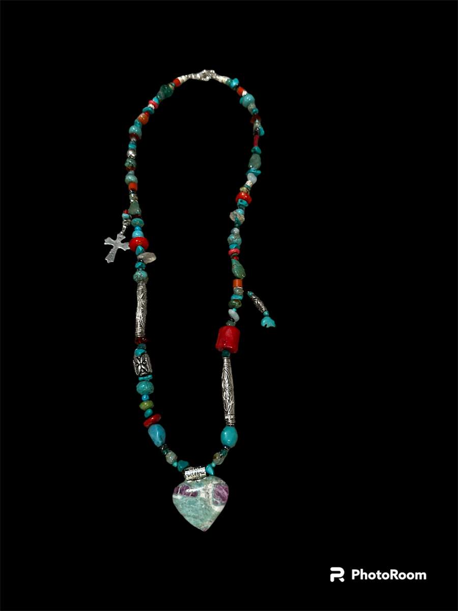 Turquoise and Silver Necklace by Barbara Miller 