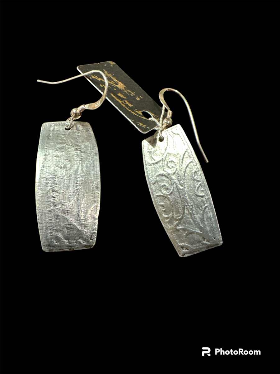 Silver Rectangle Earrings by Barbara Miller 