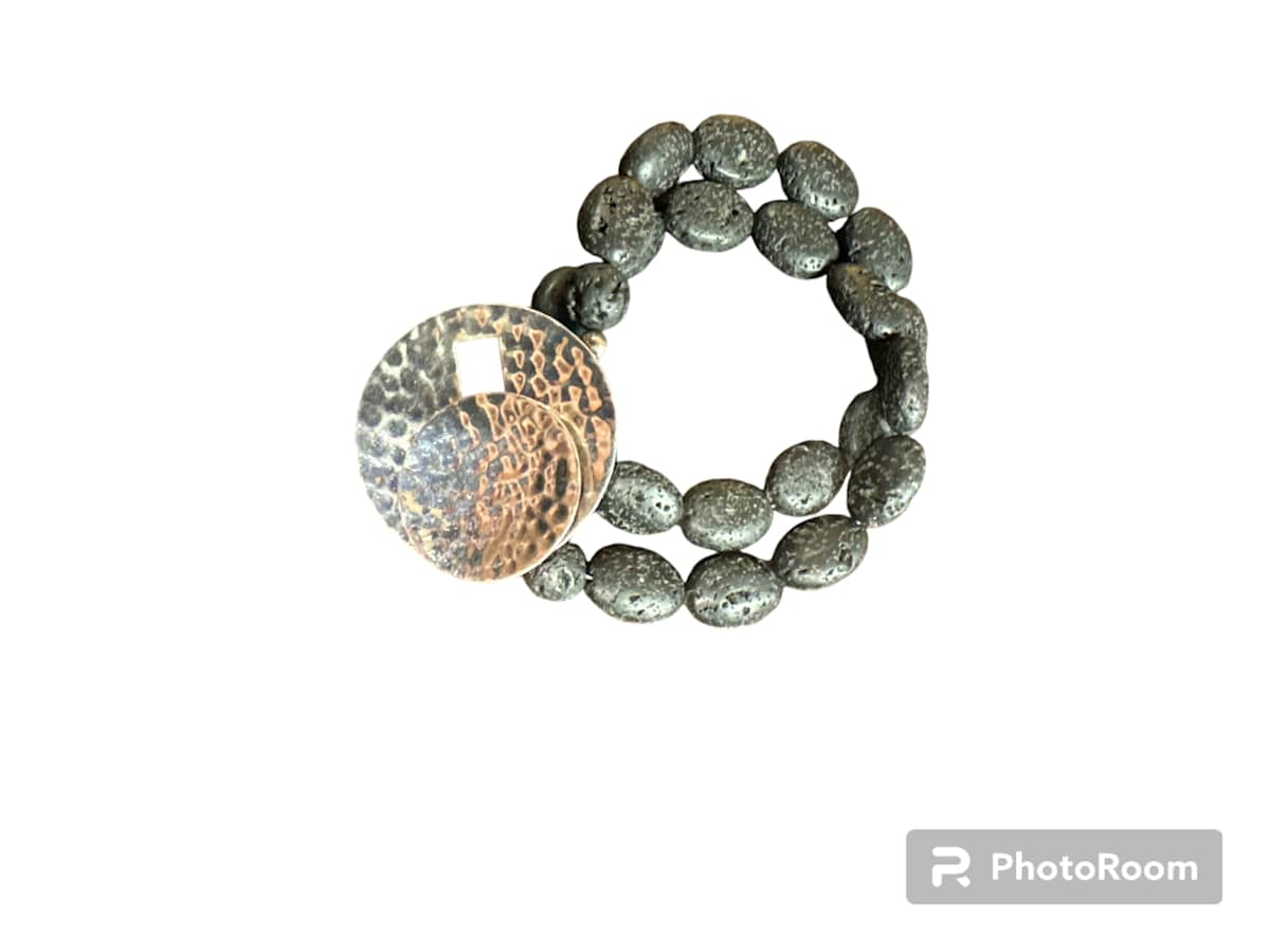 Silver and Lava Bead Bracelet by Barbara Miller 