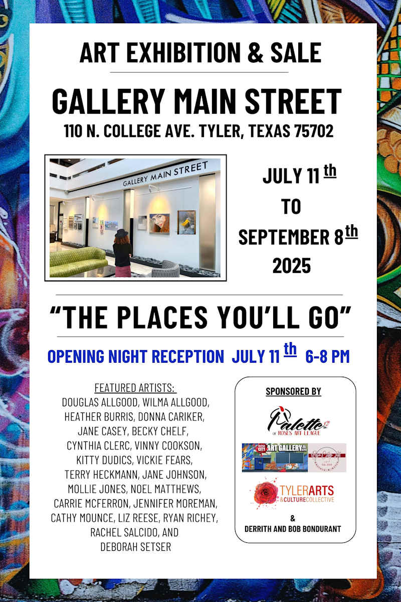 PURCHASE OPTIONS: 
1) Call 903-521-1725 (Diane Reis)   or
2) Visit Rose City Art Gallery at 328 S. College Ave Tyler Texas
