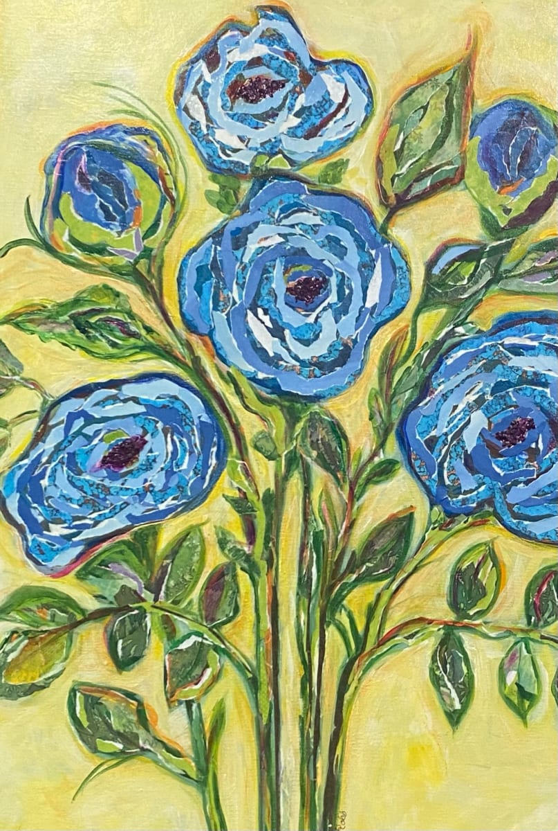 Blue Paper Roses by Susie Robb 