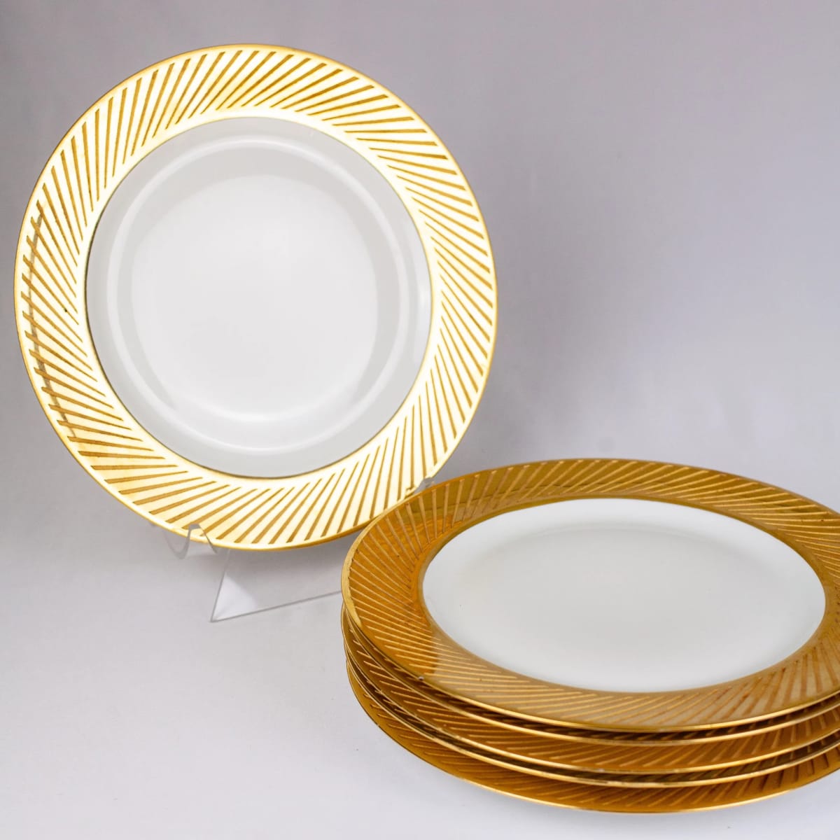 Etched Gold Luncheon Plates by Jean Luce 
