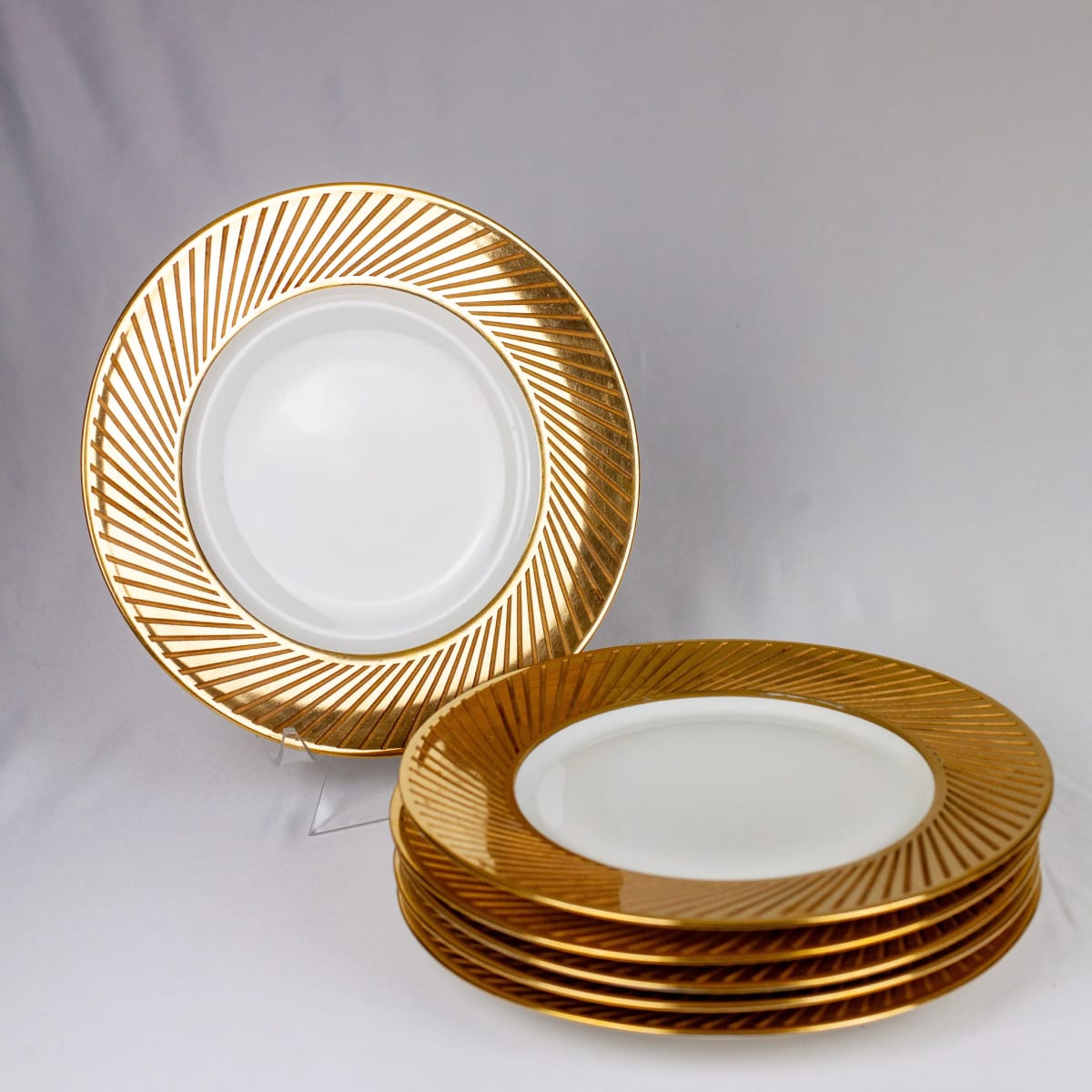 Etched Gold Dinner Plates by Jean Luce 