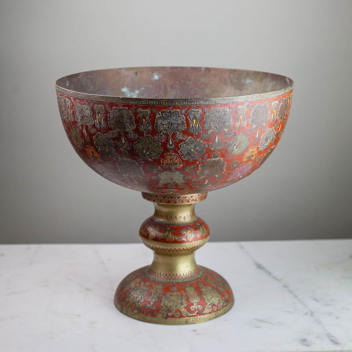 Brass with Red Enamel Chalice, Image 1.