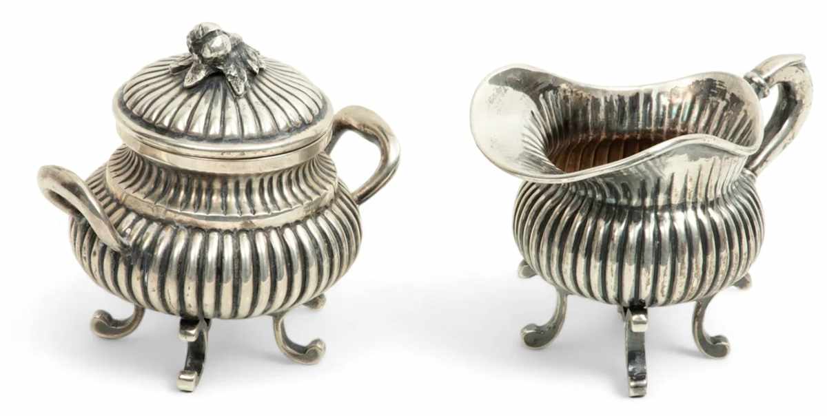 European .800 Silver Creamer And Sugar Set 