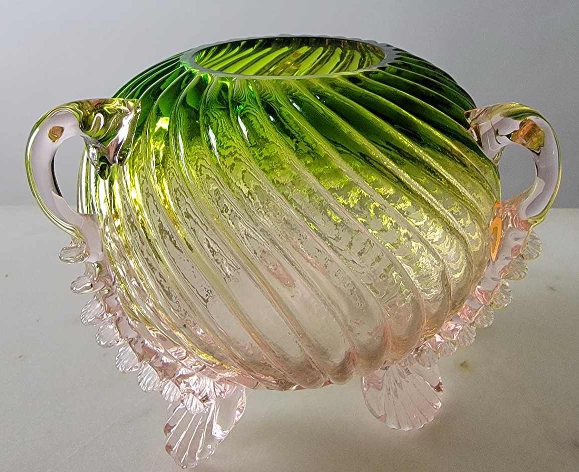 Steven & Williams Uranium Rose Bowl 4" by Stevens & Williams 