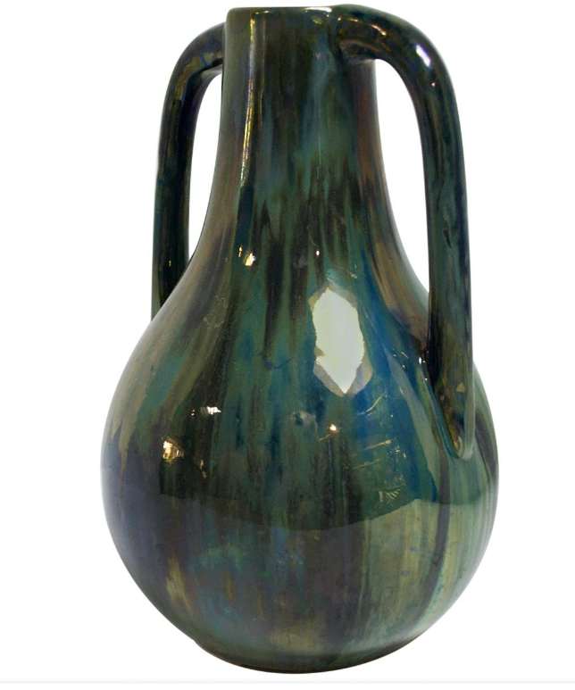 Blue Two Handled Cytere Luster Vase 