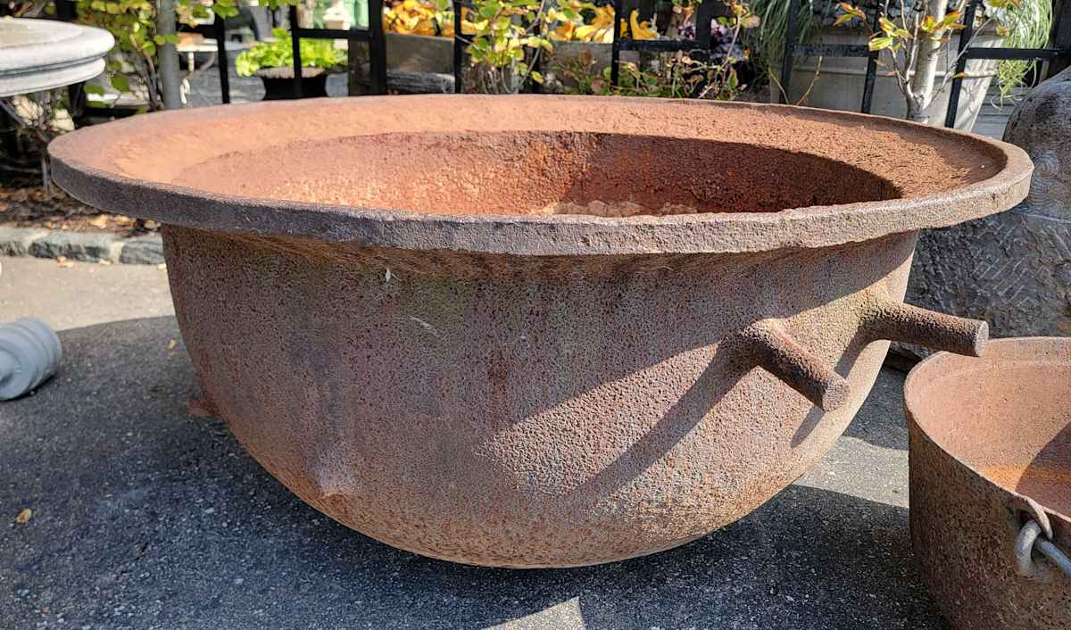 American Cast Iron Cauldron with Handles, c. 1920 