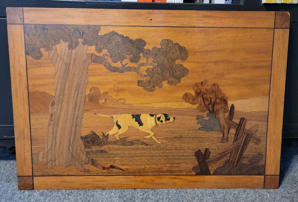 Wood-Inlay Marquetry "The Pointer Dog" 
