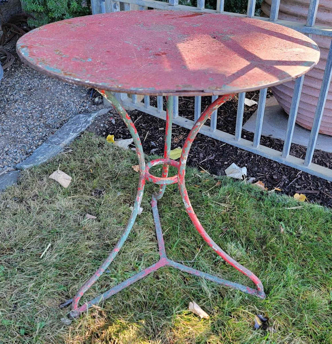 French Red Iron Bistro Table 