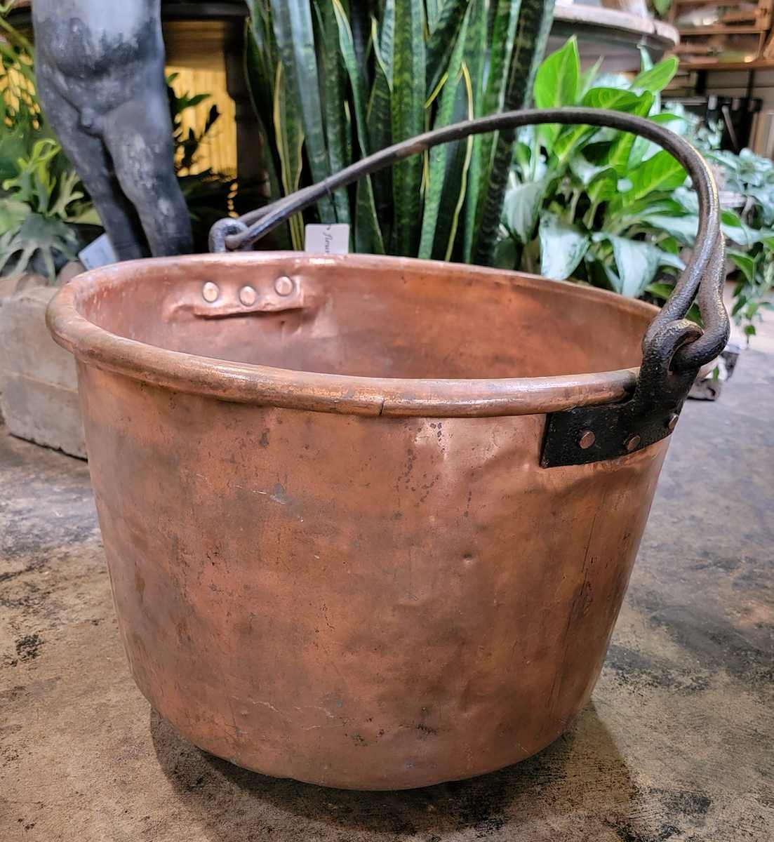 Copper Cauldron with Iron Forged Handle 
