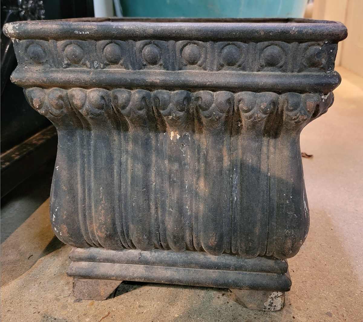 Square Egg and Dart Iron Planters / Pair 