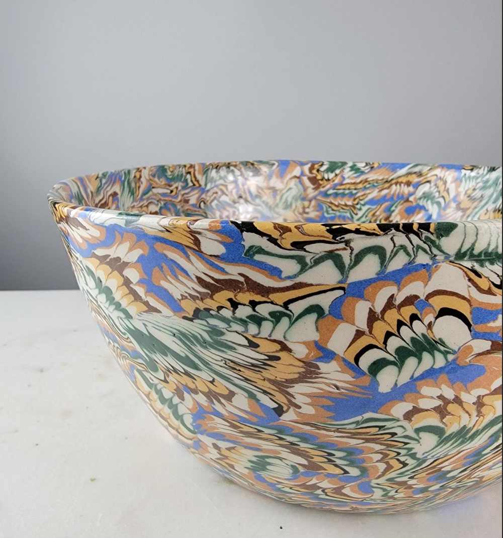 French Aptware Large Salad Bowl, Van Gogh Collection by Pascale Mestre Ceramics 