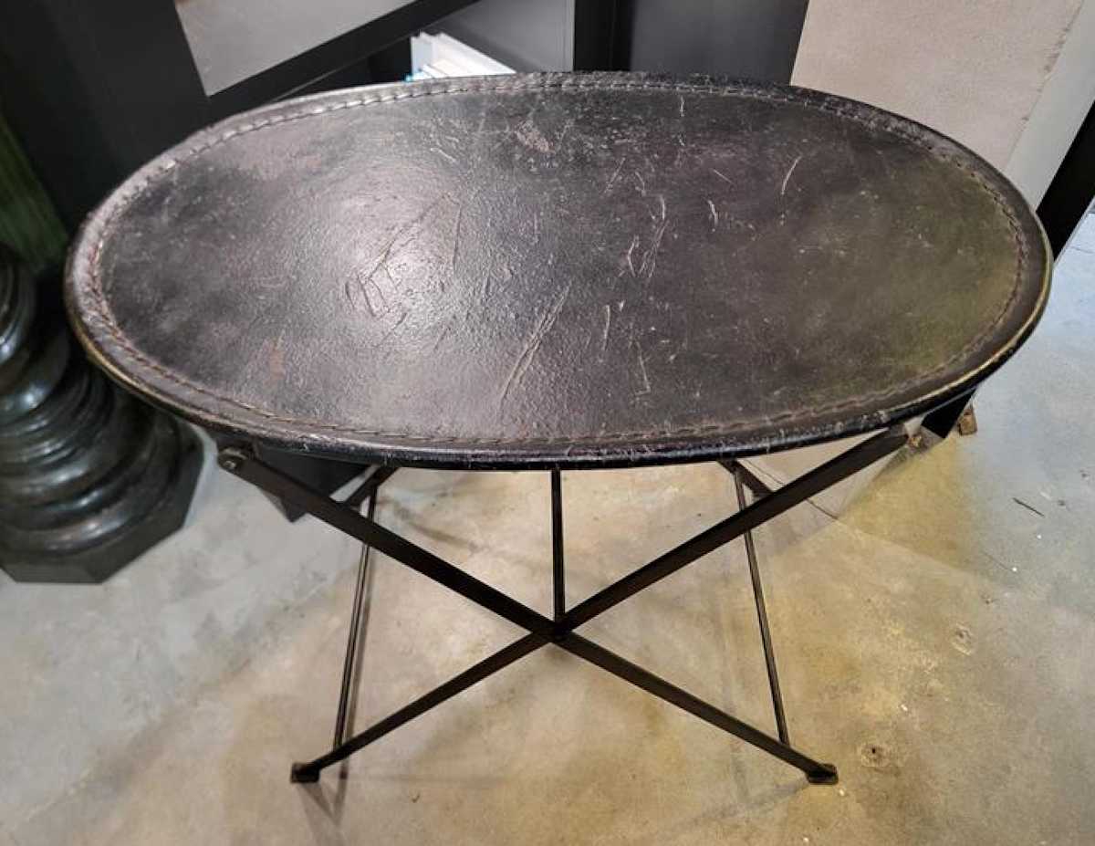Leather Top Folding Table 