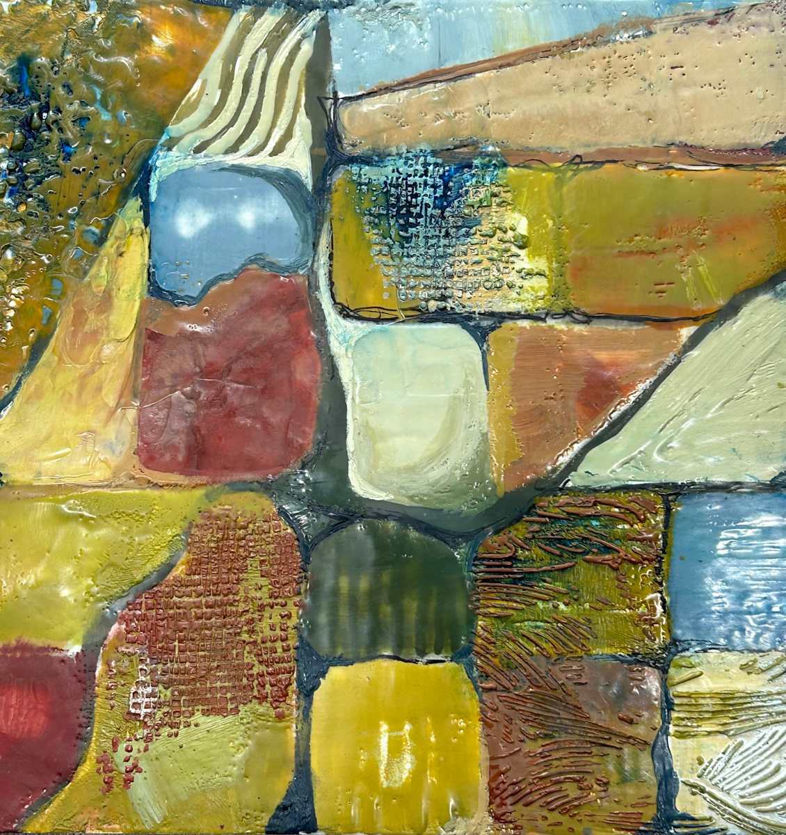 Berry Patch Farm by Melody E Epperson  Image: This series of paintings invites viewers to experience the land from a fresh perspective. 

While we typically engage with the earth at ground level, these "bird’s-eye-view" compositions challenge us to reimagine our relationship with the landscape. By shifting our vantage point, the work encourages us to explore new paths of understanding and hope.