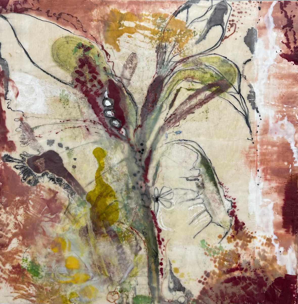Where Silence Begins by Melody E Epperson  Image: Encaustic Monotype, ink and handmade inks and encaustic