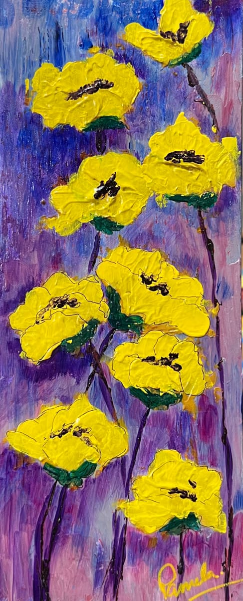 Climbing Yellow Flowers by Pamela Roberts  Image: Full image of painting 