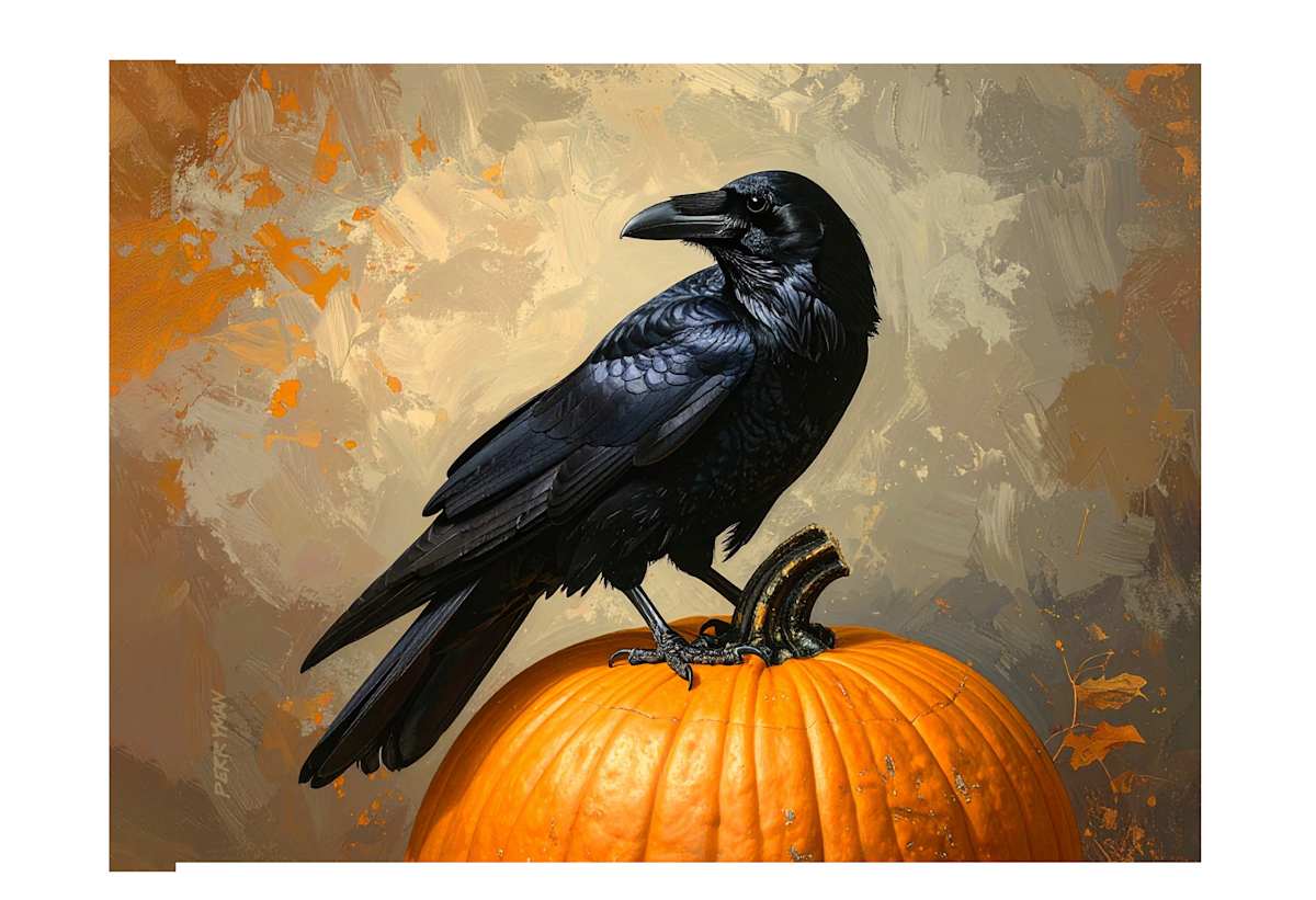 Raven Sitting on a Pumpkin by Joseph Perryman, Image 1.