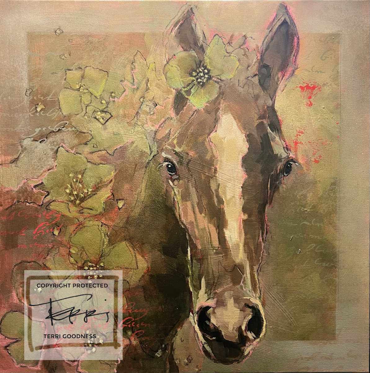 Horse with Green Hellebore by Terri Goodness, Image 1.